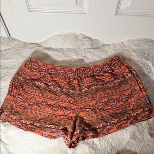Patagonia Women's Orange Patterned Elastic Waist Shorts